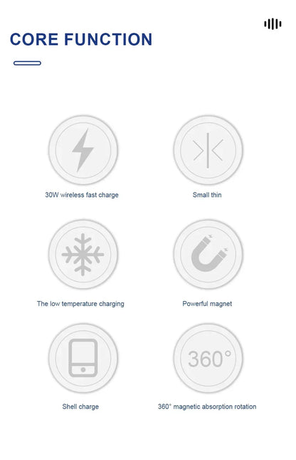 Magnetic 30W Wireless Charger Fast Charging Pad