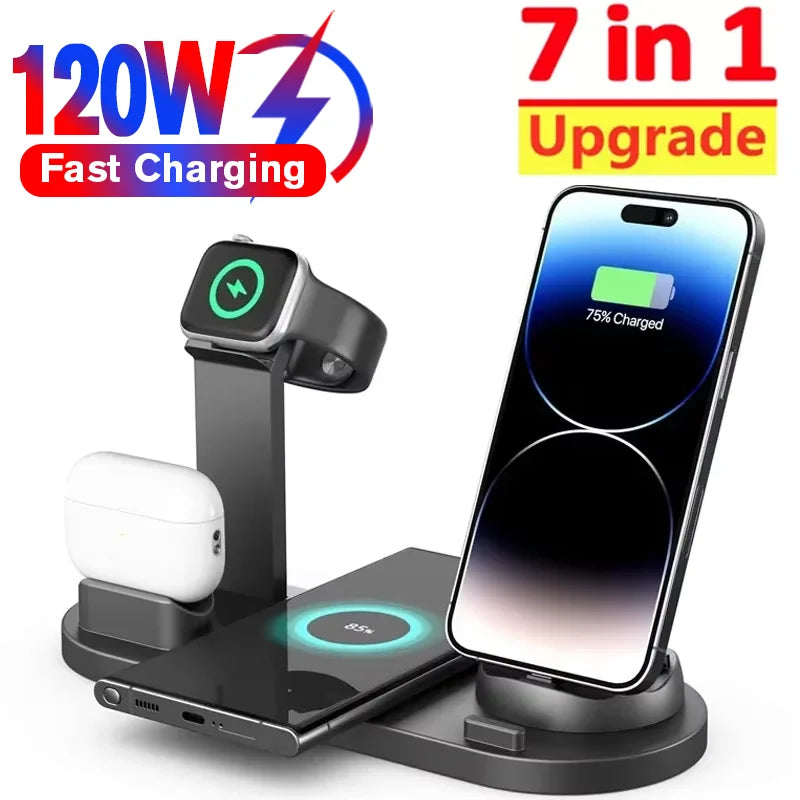 120W 7 in 1 Wireless Chargers Stand