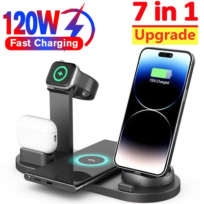 120W 7 in 1 Wireless Chargers Stand